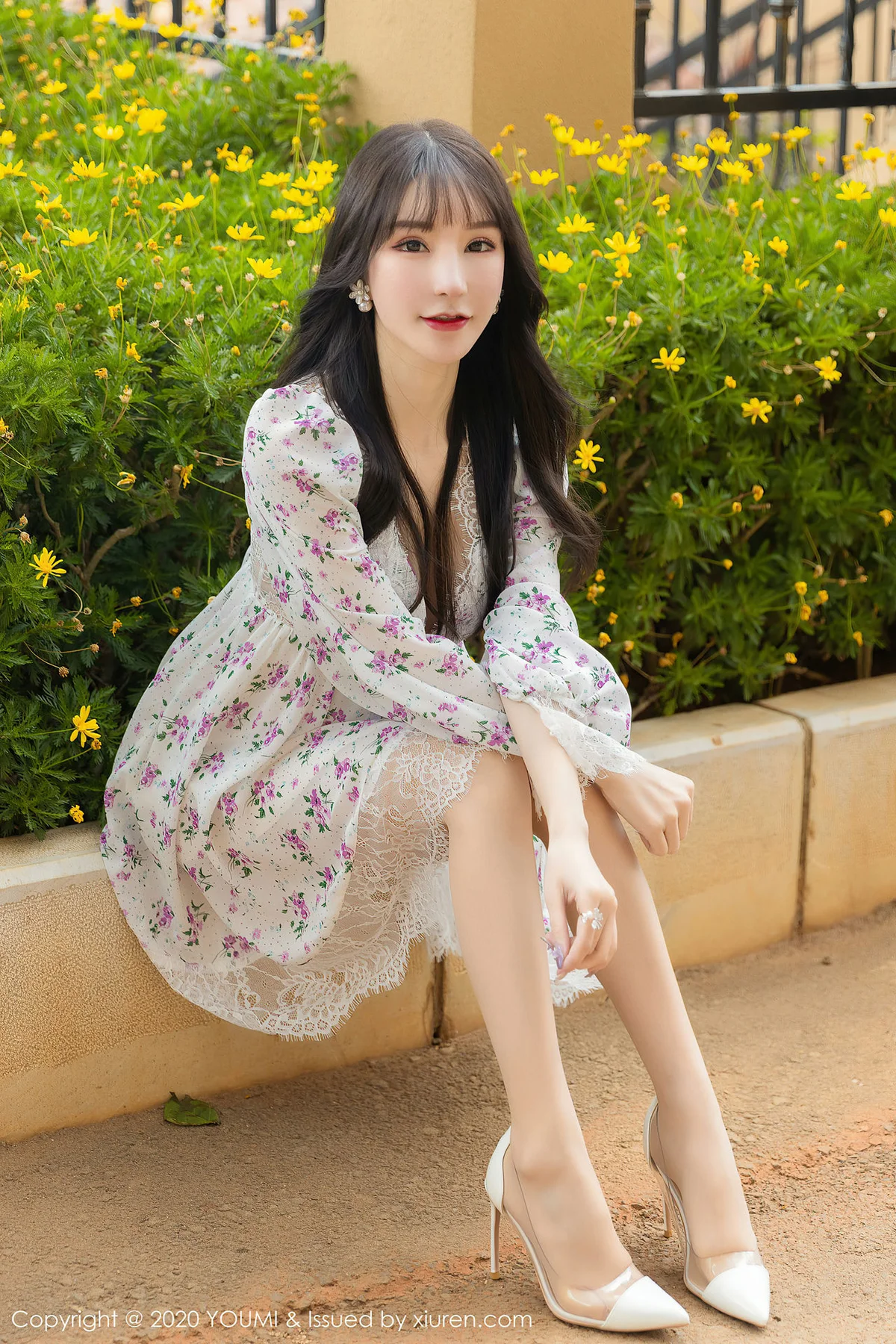 YOUMI 尤蜜荟 Vol.500 透视诱惑碎花裙  周于希sandy - 58