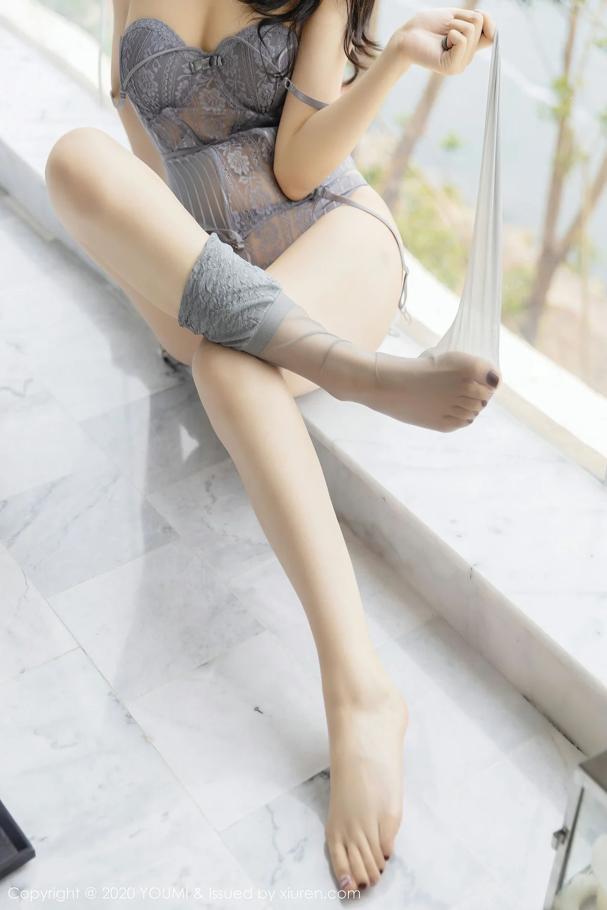 YOUMI 尤蜜荟 Vol.503 小热巴 吊袜灰丝 - 48