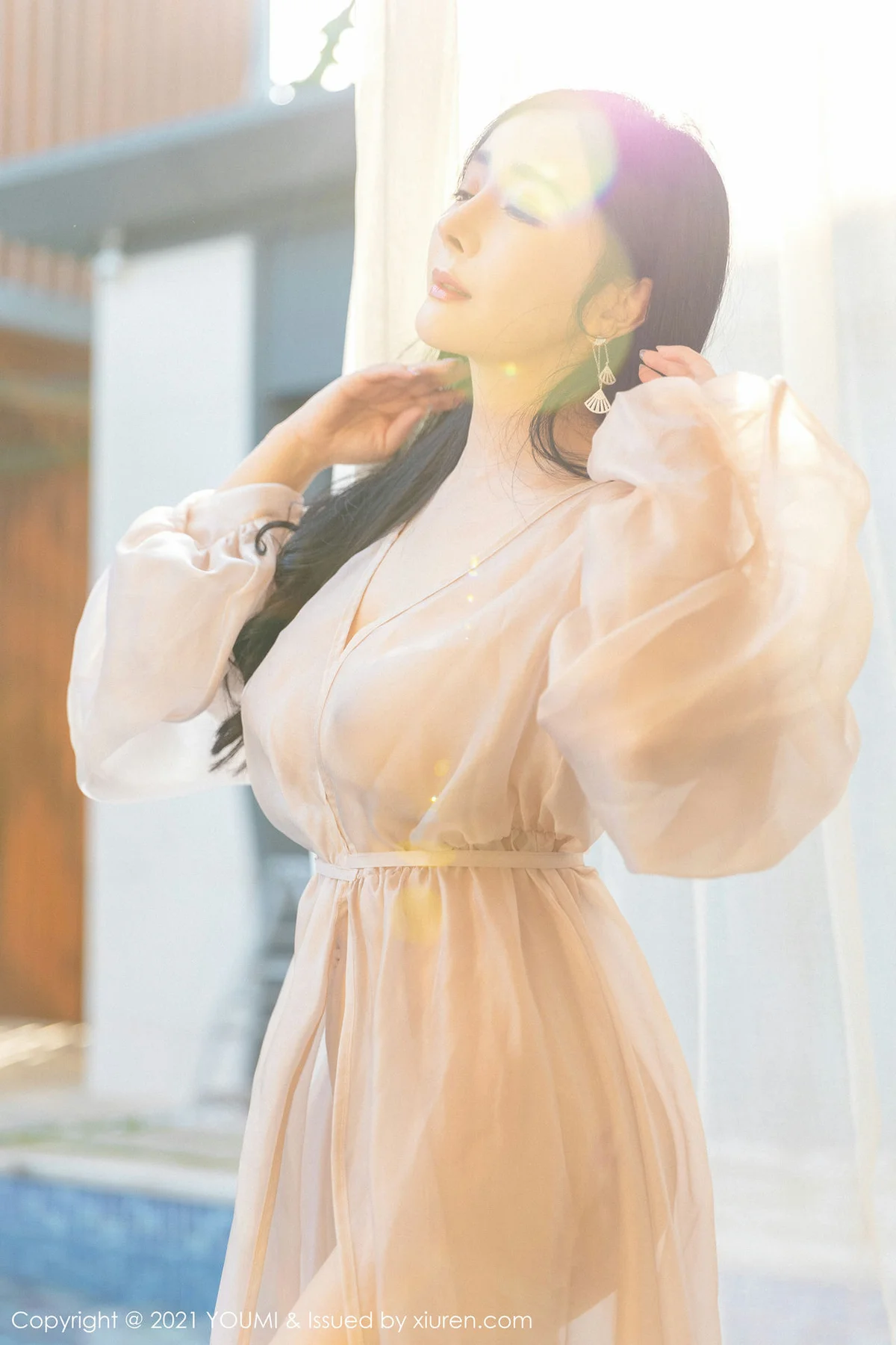 YOUMI 尤蜜荟 Vol.631 轻薄通透长裙 允爾 爆乳美胸三亚旅拍 - 34