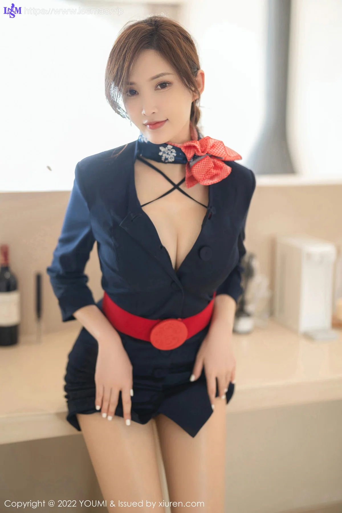 YOUMI 尤蜜荟 Vol.858 奶瓶土肥圆矮挫丑黑穷 空姐制服诱惑大... - 9