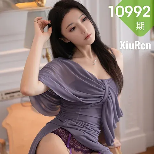 XiuRen 秀人 No.10992 鱼子酱Fish 感紫色连衣裙紫色丝袜