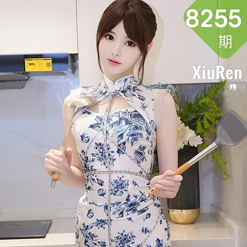 XiuRen 秀人 No.8255  梦灵儿Mini 青色轻透情趣旗袍性感写真1